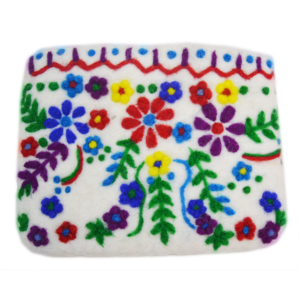 Heavy embroidery design needled felt flower coin purse