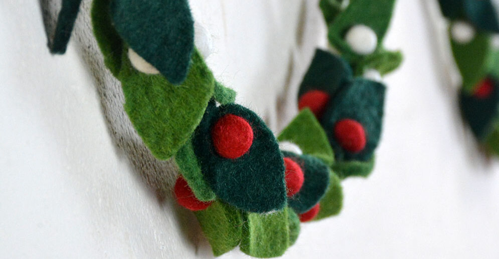 Eco Friendly Felt Leaf Garland | Christmas Decoration - Image 2