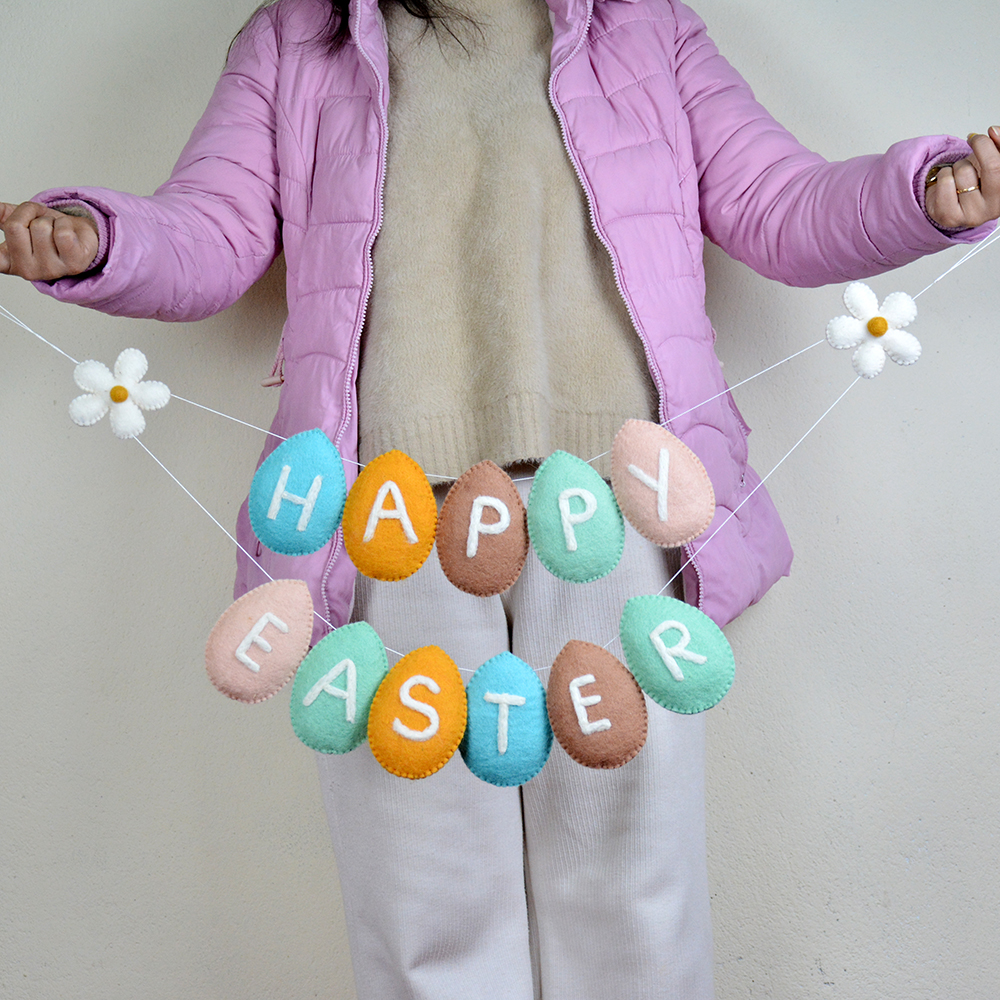 Colorful Wool Felt Easter Egg Garland | Garland for Easter Decoration - Image 4