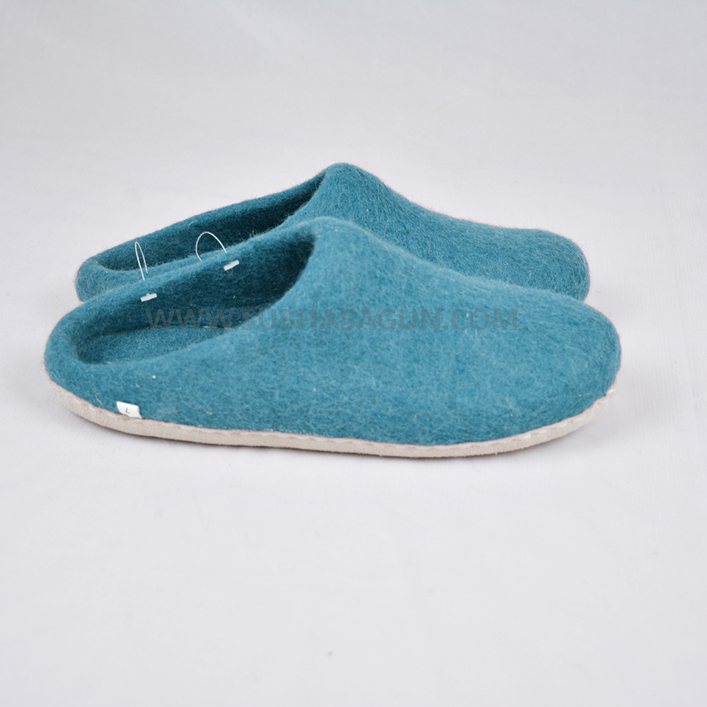 High Quality Felt Shoes | Teal Blue Wool Felt Slipper - Image 4