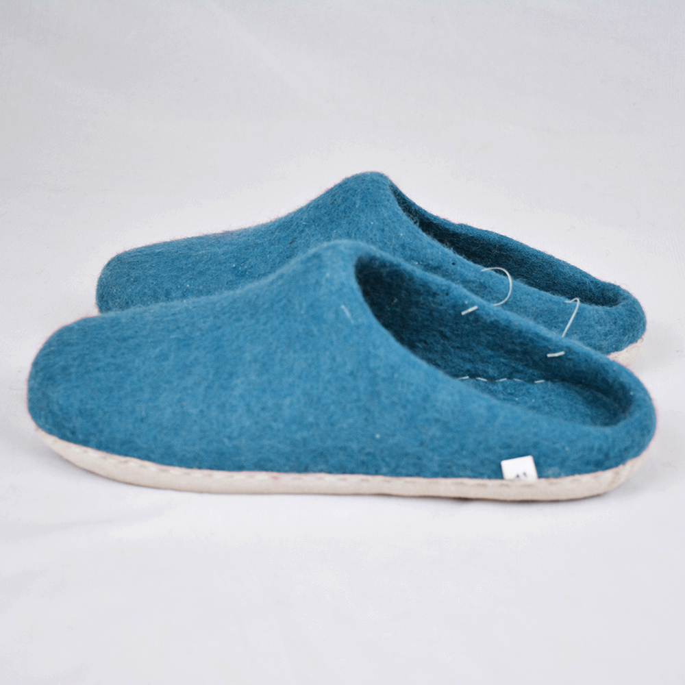 High Quality Felt Shoes | Teal Blue Wool Felt Slipper - Image 2
