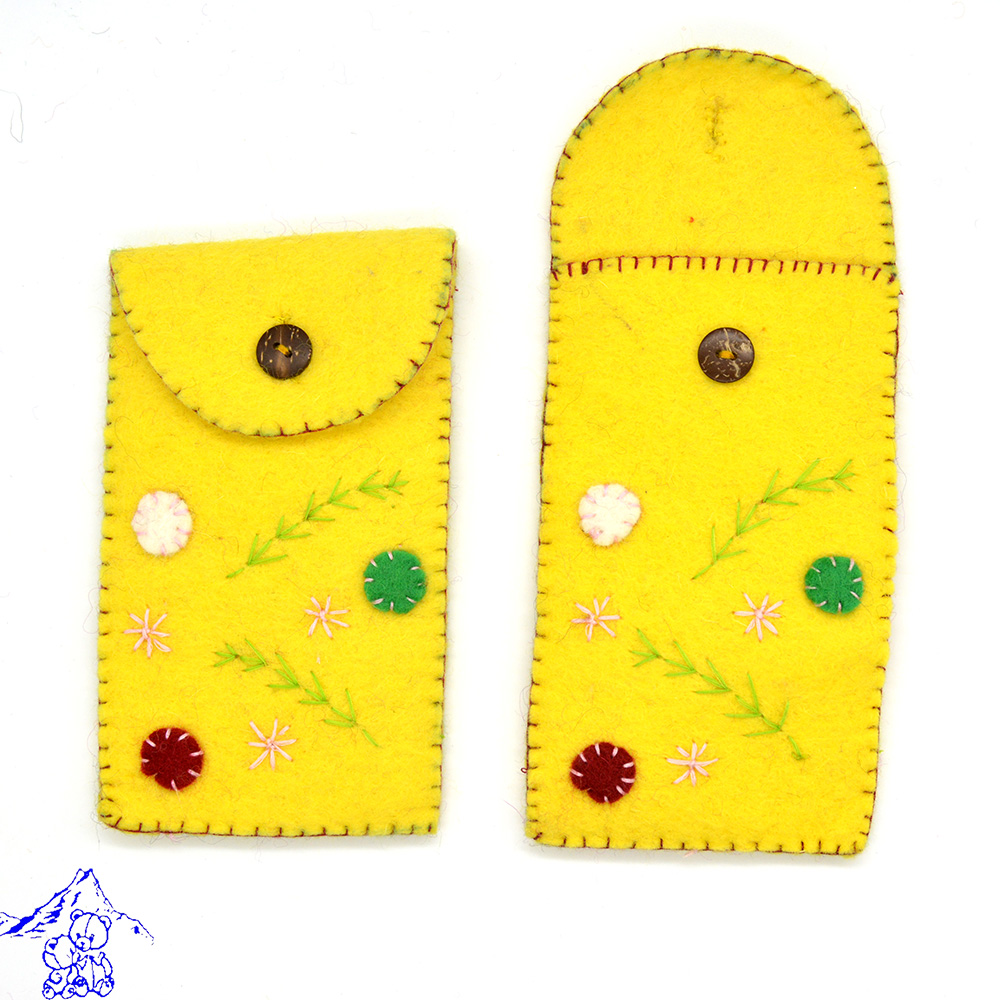 Handmade Felt Mobile Cover | Yellow Mobile Cover - Image 2