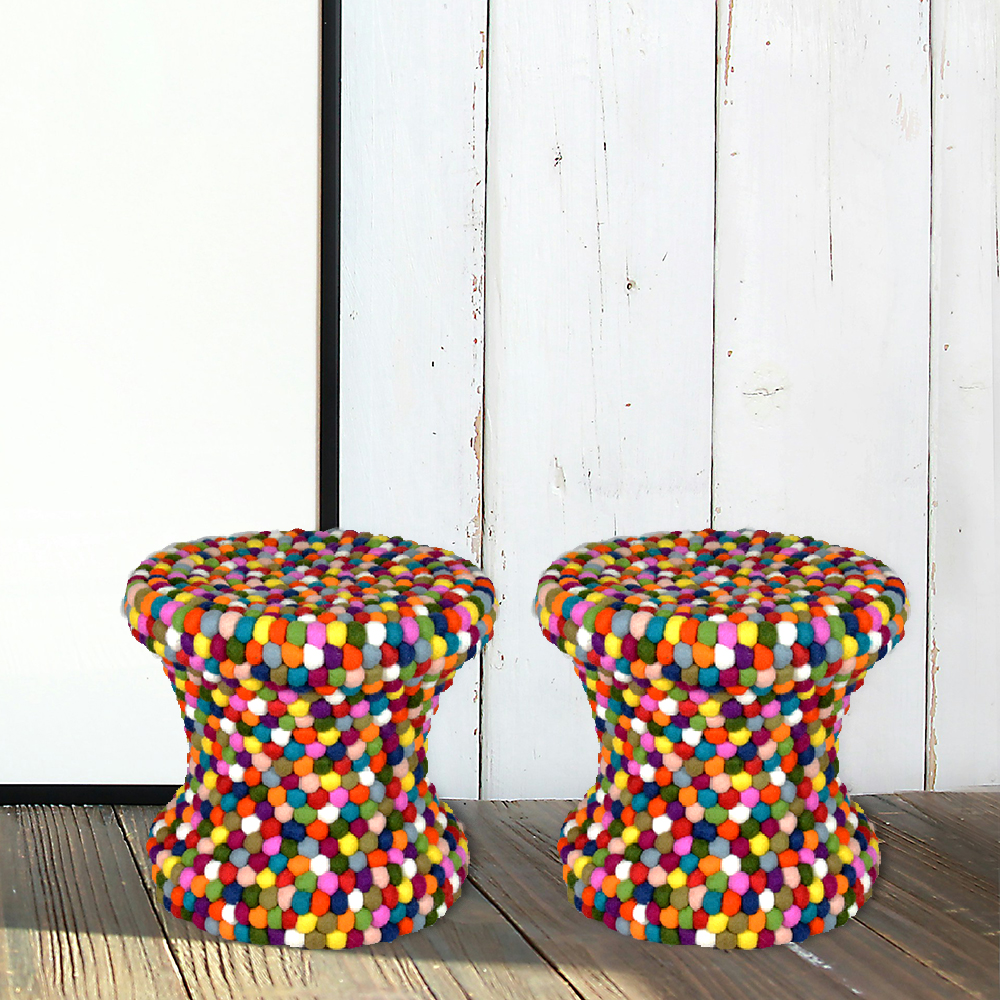 Multi Felt Ball Pouf