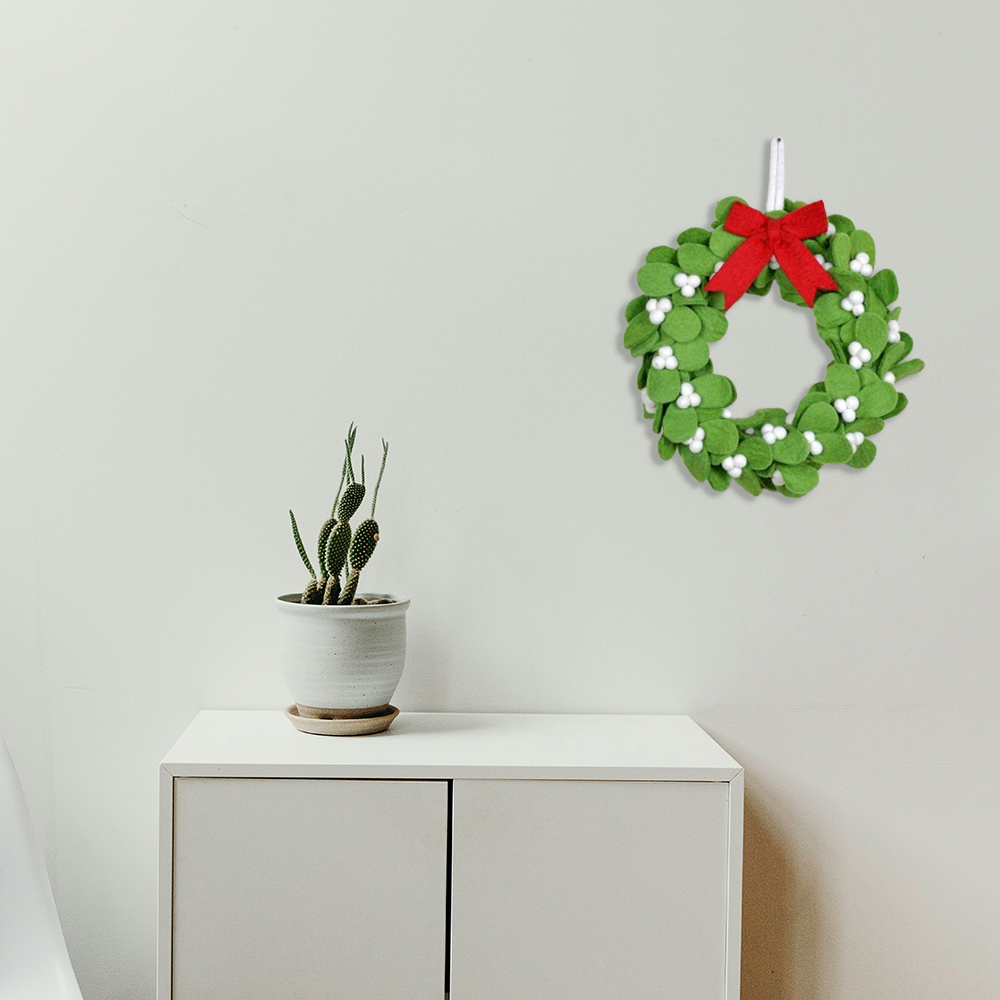 Christmas Decorative Felt Leaf Wreath || Wreath With Bow Tie - Image 2