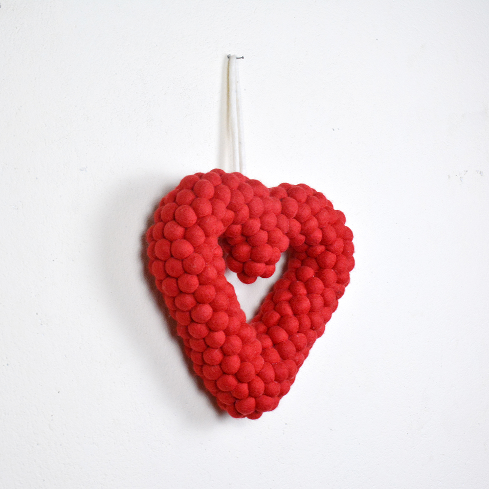 Felt Ball Heart Wreath | Valentine’s Day Decor | Couple Room Decoration - Image 4