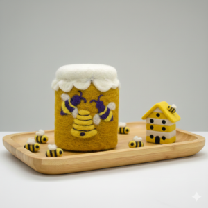 Honey jar with house