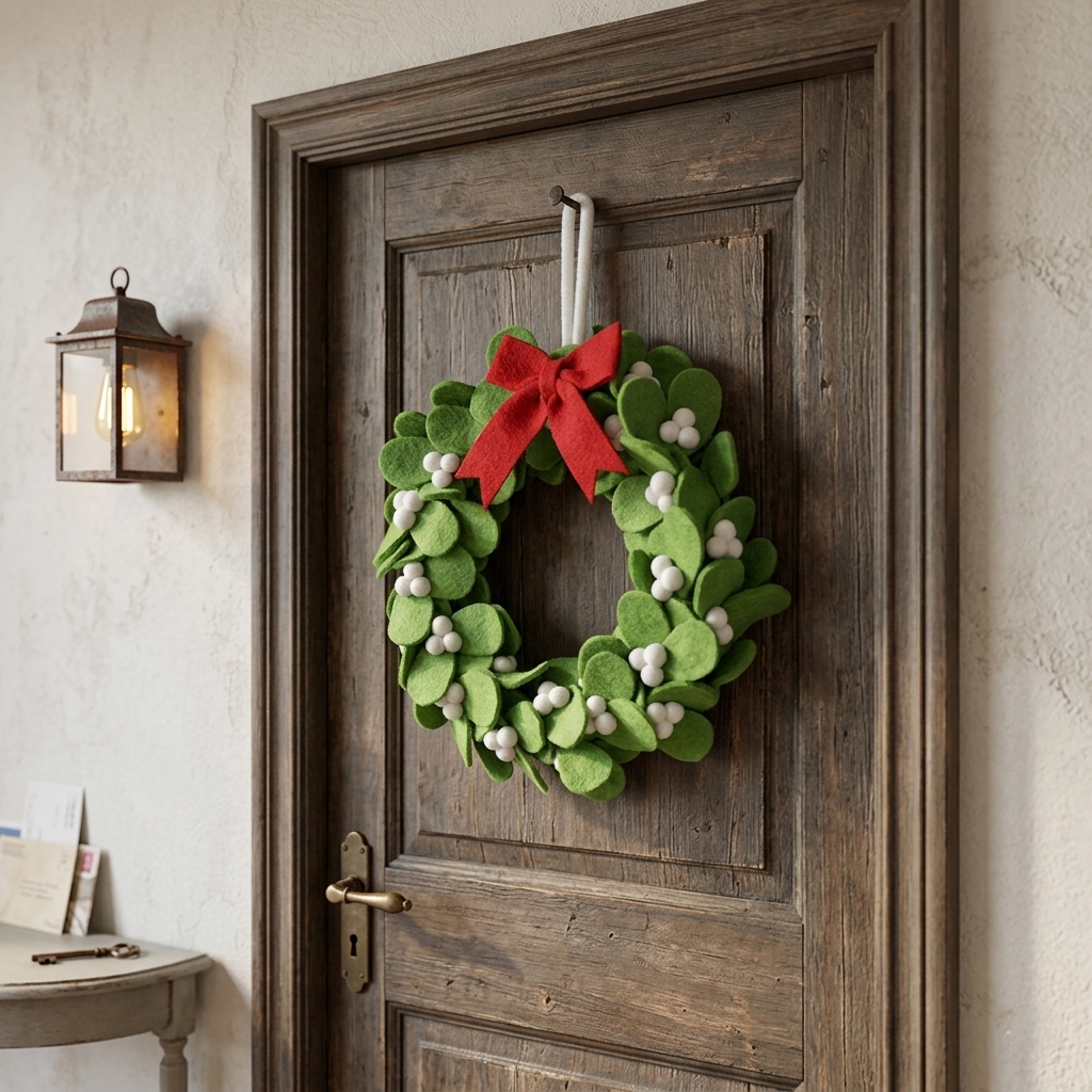 Christmas Decorative Felt Leaf Wreath || Wreath With Bow Tie - Image 4