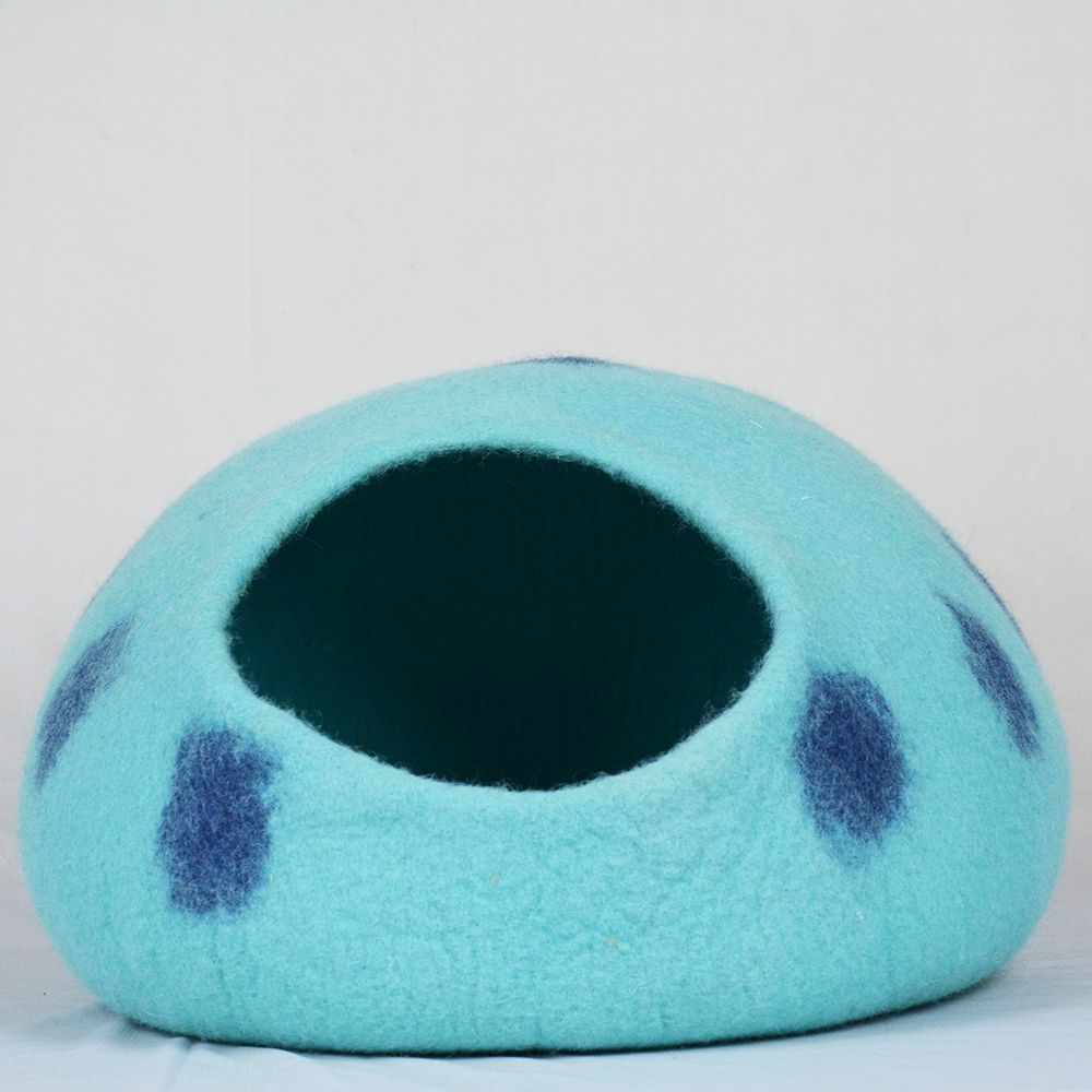 Polka Dot Cat Cave | Blue Cozy Cat House - Image 3
