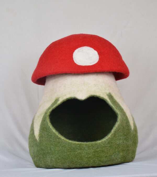 Mushroom Design Felt Cat Cave