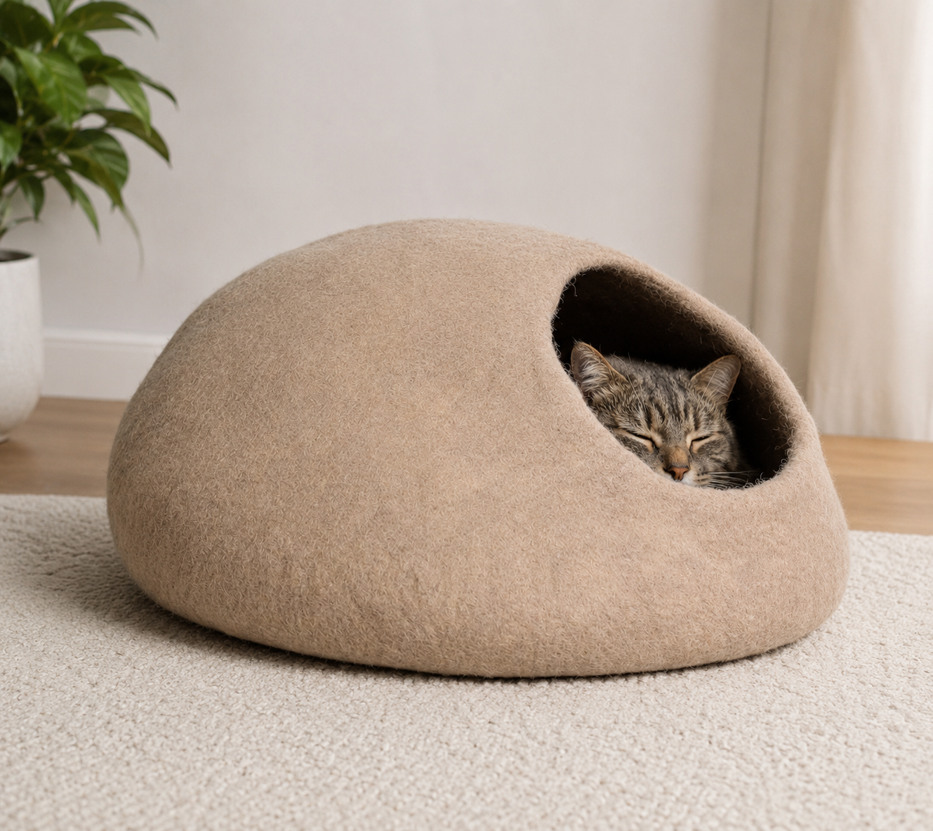 Felt Brown Cat Cave