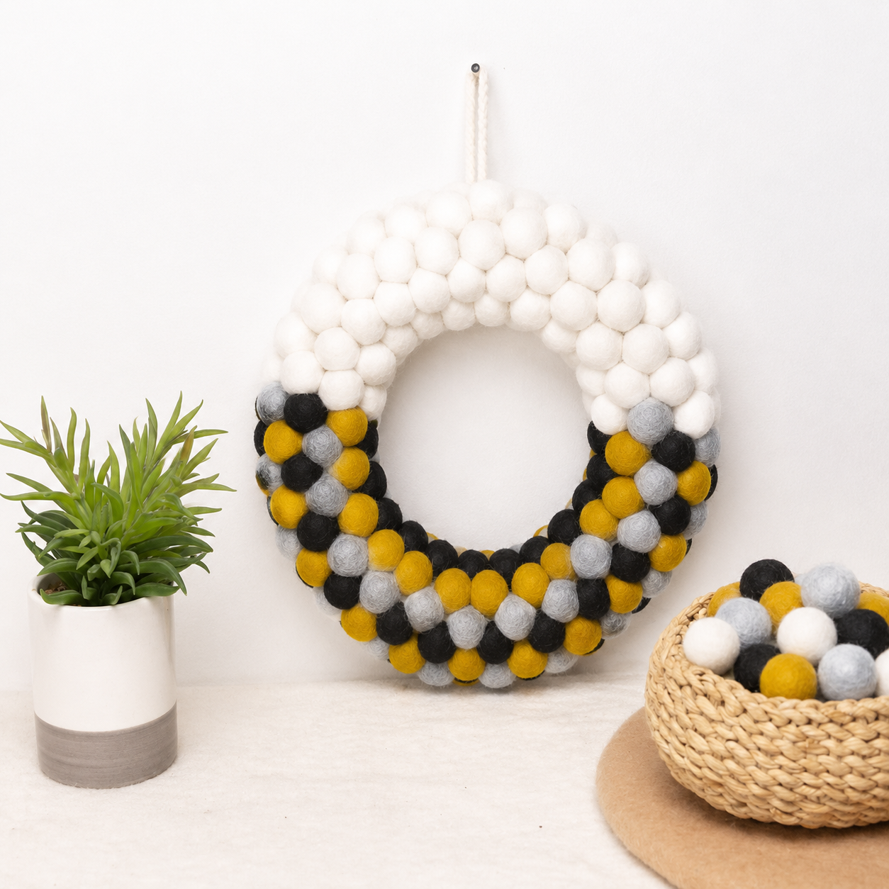 Felt Ball Wreath | Felt Pom Pom Wreath - Image 2